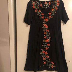Hand-embroidered floral dress